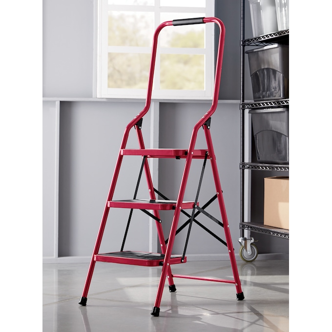3-Step Ladder, Red, large