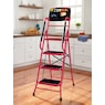 4-Step Safety Ladder with Tool Tote and Non-Slip Steps, Red, large