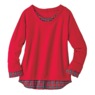 Plaid Accent Sweatshirt, Red, large