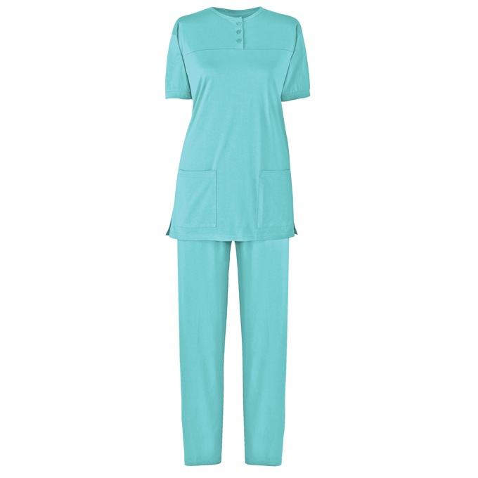 Short-Sleeve Henley Pant Set, , large