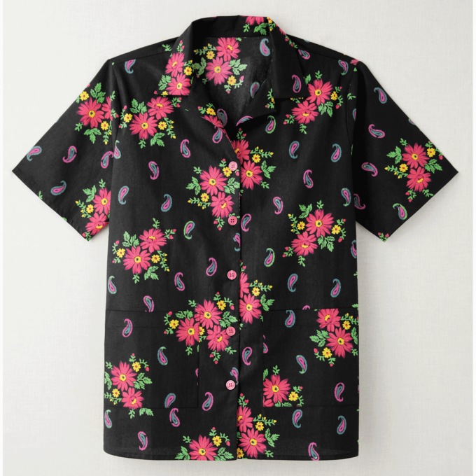 Smock Top, Black/Multi, large