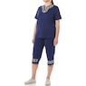 Embroidered Capri Set, Navy, large