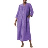 Snap-Front Long Terry Robe, Purple, large