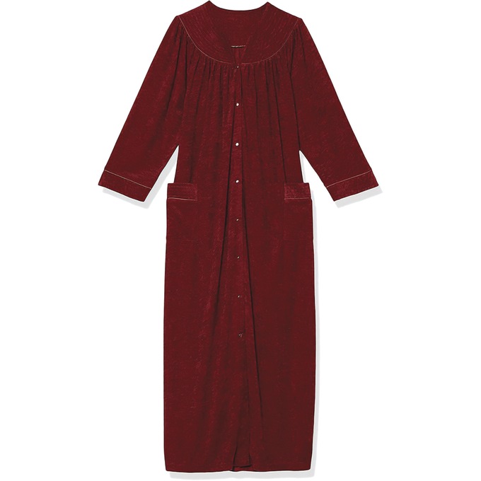 Snap-Front Long Terry Robe, Wine, large