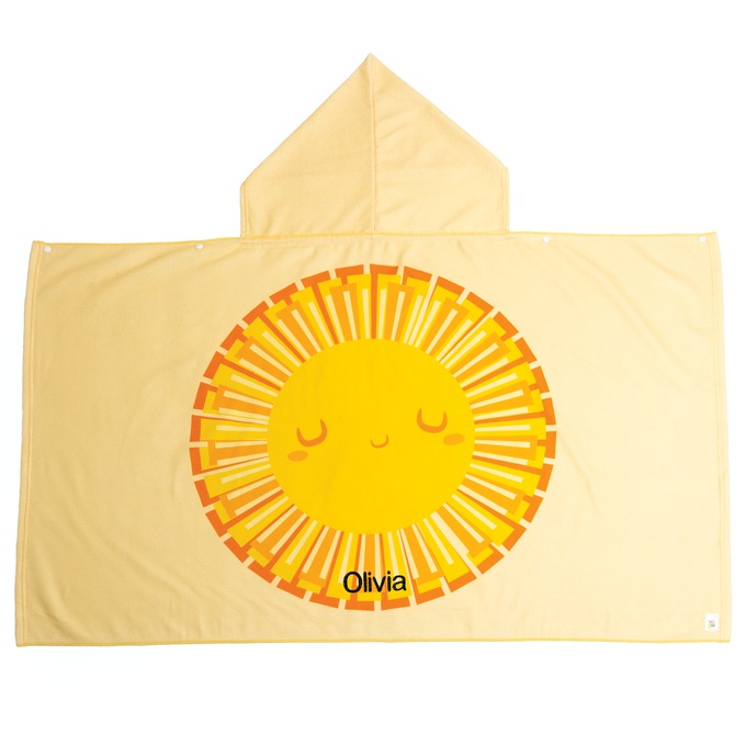 Hooded Kids Towel, Yellow, large