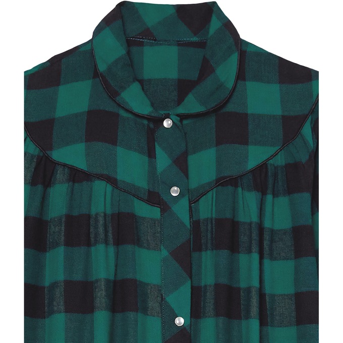 Flannel Snap-Front Duster, Green, large