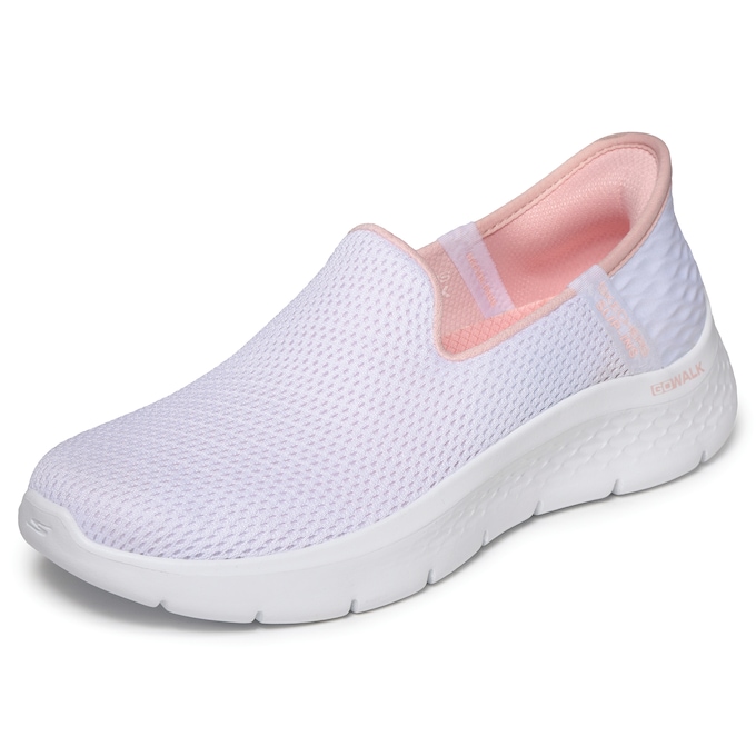 Skechers Women's Slip-Ins GO WALK Flex Relish Slip-On, White Pink, large