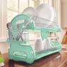 Space-Saving 2-Tier Dish Drying Rack with Utensil Holder, , large