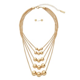 Multi-Strand Ball Necklace and Earring Set, , large