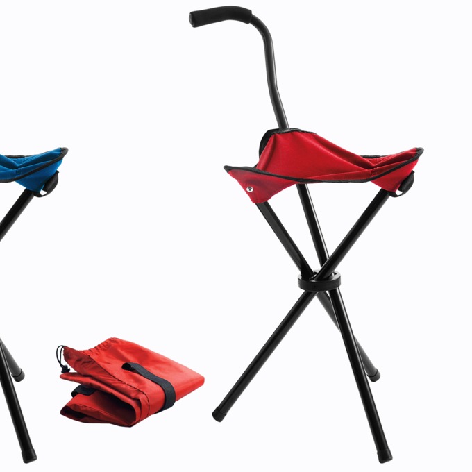 Walking Cane Seat with Carrying Bag, Red, large
