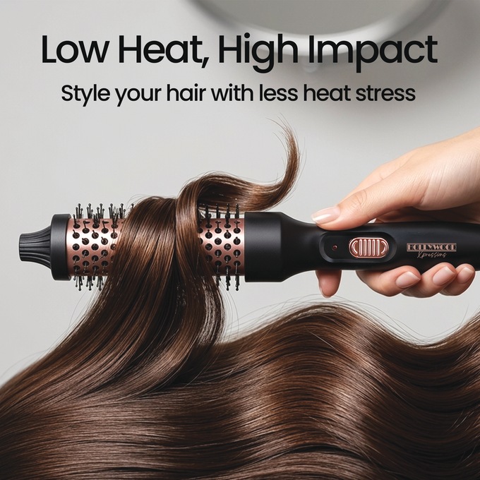 Volumizing Hot Curler Brush, Black, large