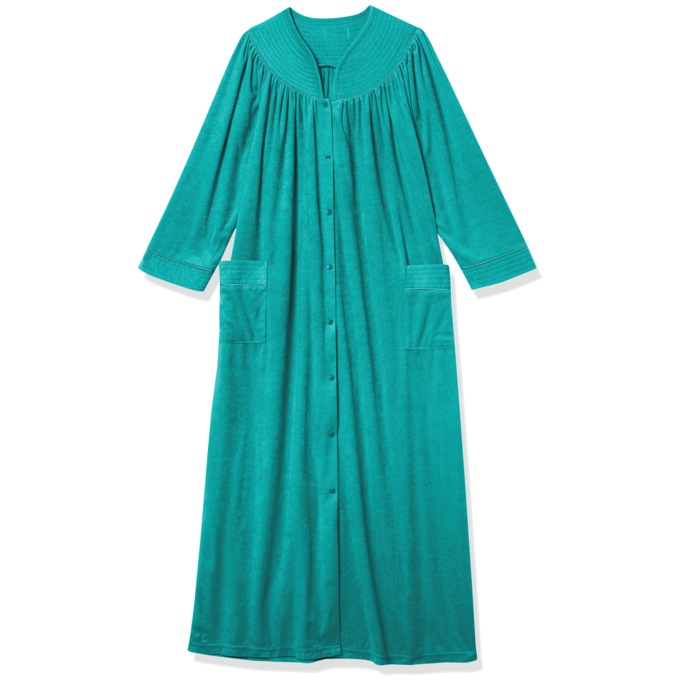 Snap-Front Long Terry Robe, Tropical Green, large