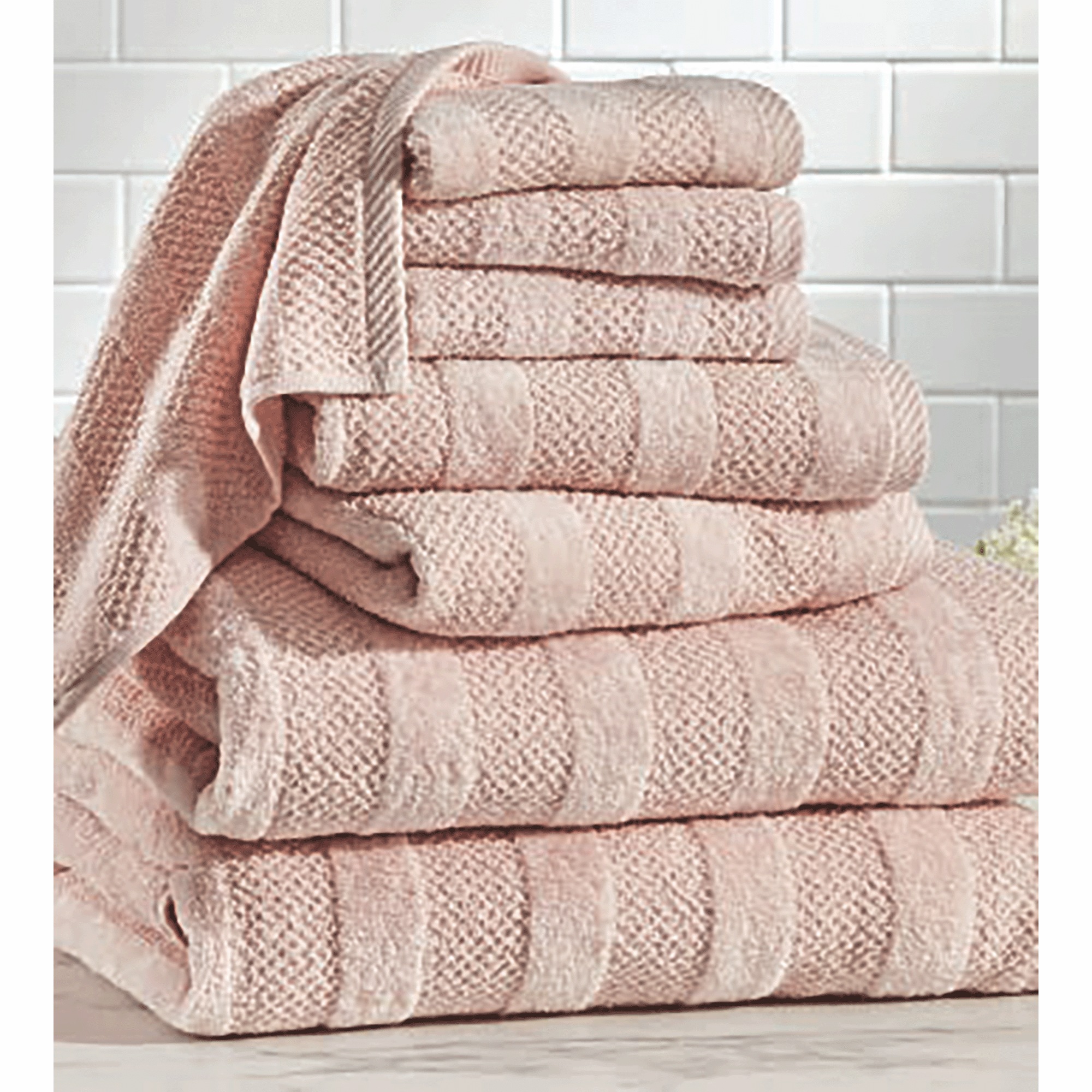 8-Piece Quick-Dry Cotton Bath Towel Set, Light Coral, large