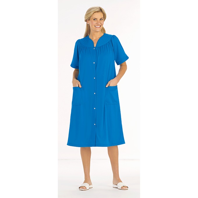 Polyester Snap-Front Duster, Royal, large