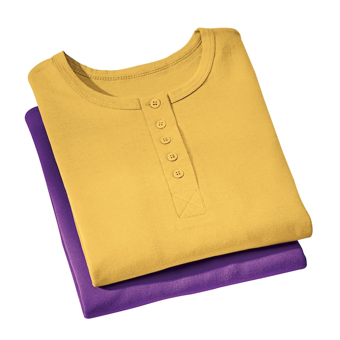 2-Pack Cotton Knit Henley Nightshirts for Women, , large