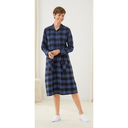 Flannel Cotton Midi Dress with Pockets, , large