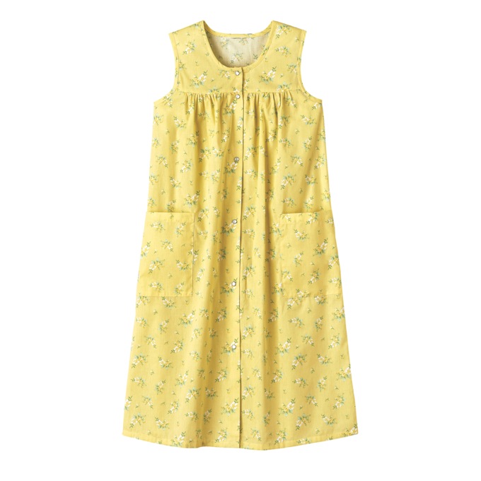 Sleeveless Woven Shift Dress, Yellow, large