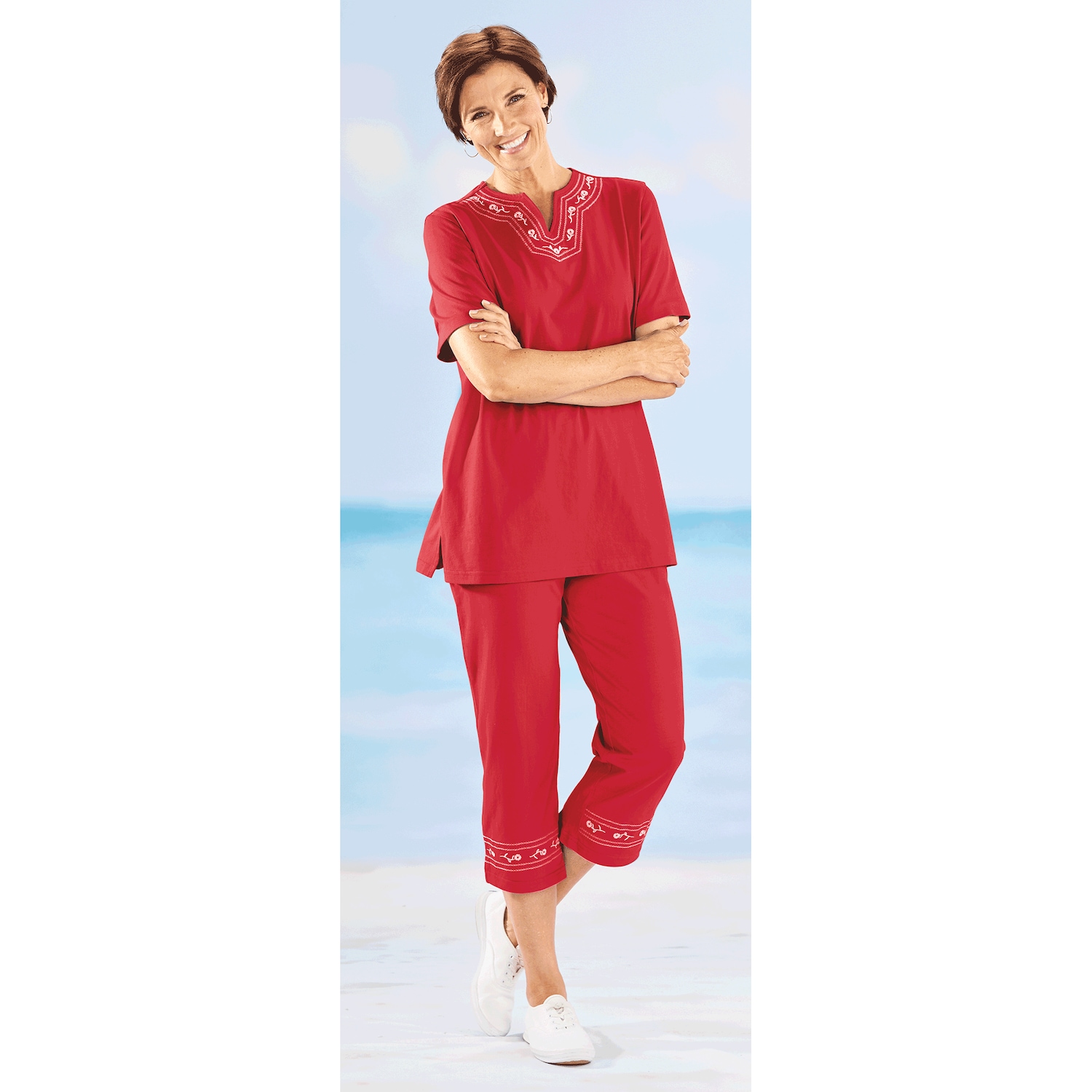 Embroidered Capri Set Dr. Leonard's