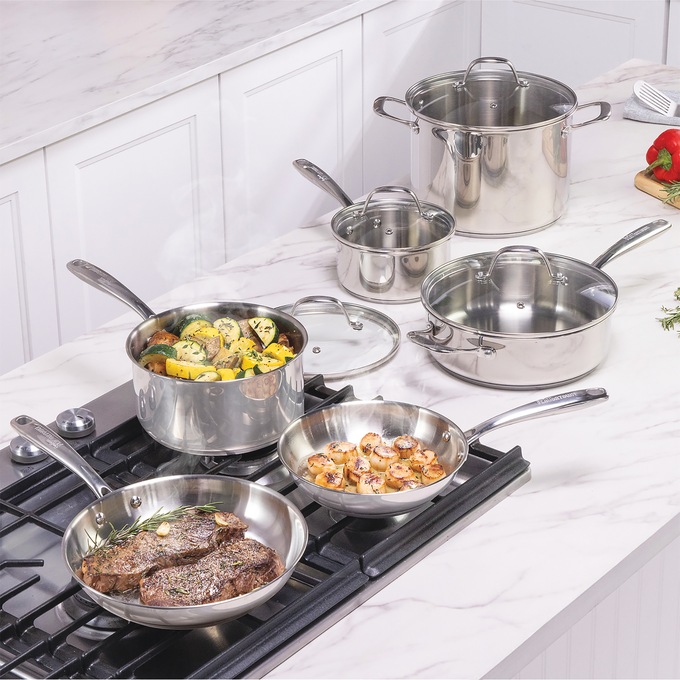 Guy Fieri Flavortown 10-Piece Stainless Steel Cookware Set, , large