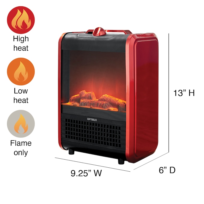 Optimus Mini Ceramic Fireplace, Red, large