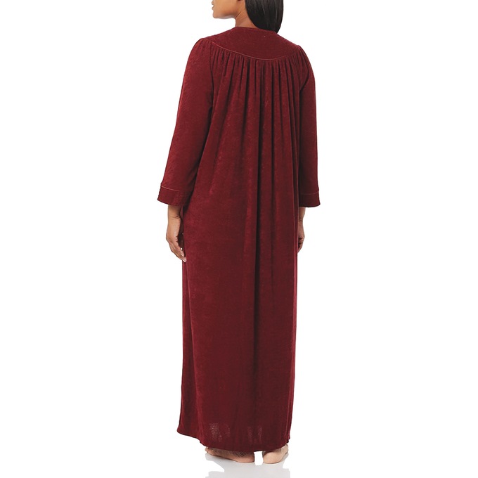 Snap-Front Long Terry Robe, Wine, large
