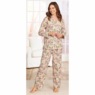Cozee Corner Printed Flannel Pajamas, Ivory Floral, large