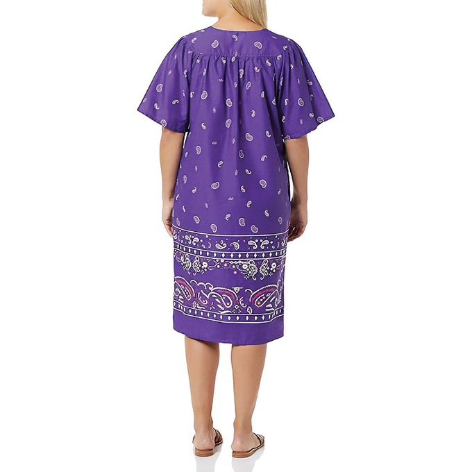 Border Print Patio Dress, Black Berry, large