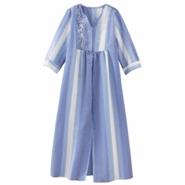 Embroidered Seersucker Maxi Lounger, , large