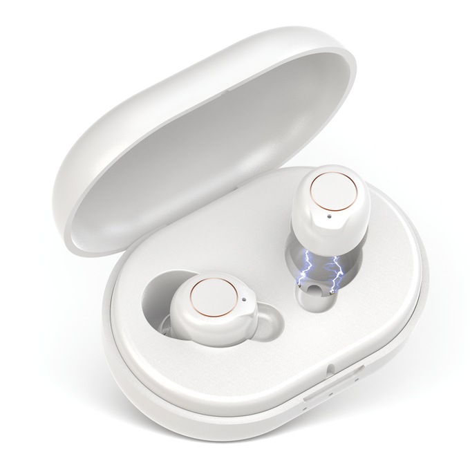 Bilateral Hearing Aids with Charging Case, White, large