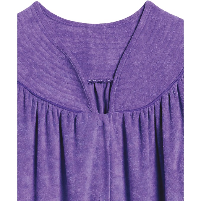 Snap-Front Long Terry Robe, Purple, large