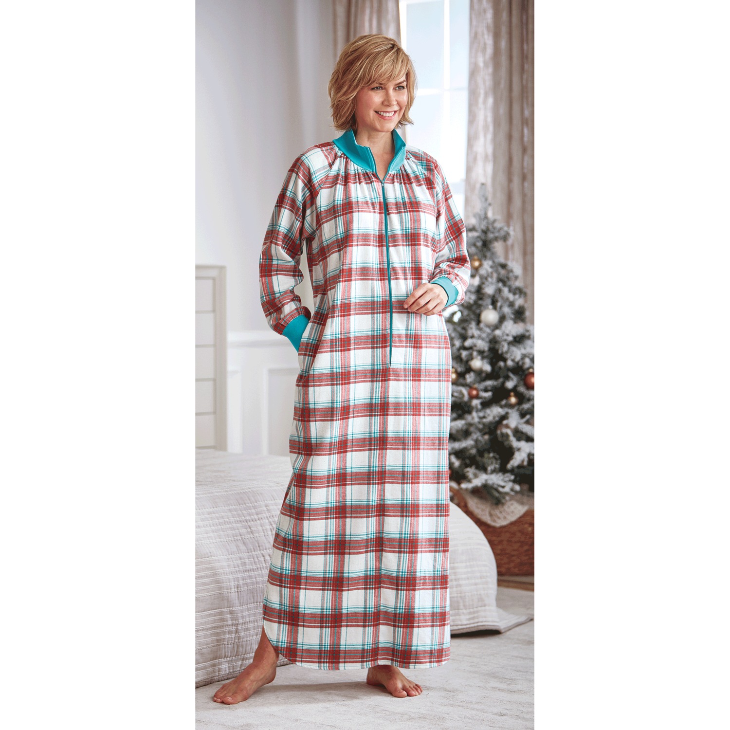 Flannel Zip-Front Lounger | Dr. Leonard's