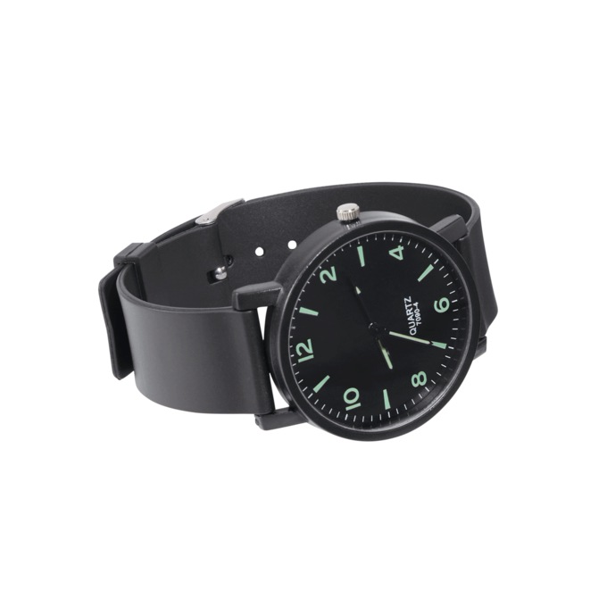 Glow-in-the-Dark Dial Watch, Black, large