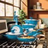 Chef Tested 11-Piece Granite Ceramic Nonstick Cookware Set, Teal, large