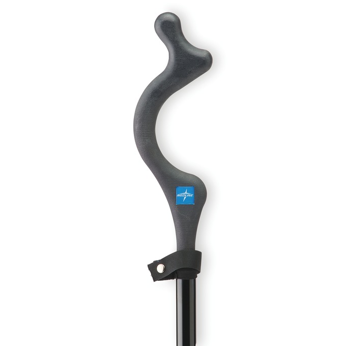 Medline Folding Aluminum Posture Cane with Self-Standing Base, Black, large
