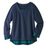 Plaid Accent Sweatshirt, Navy, large