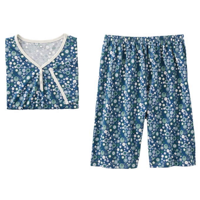 Print Shorty Pajama, Navy Multi Dot, large