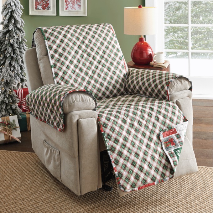 Reversible Holiday Recliner Cover, , large