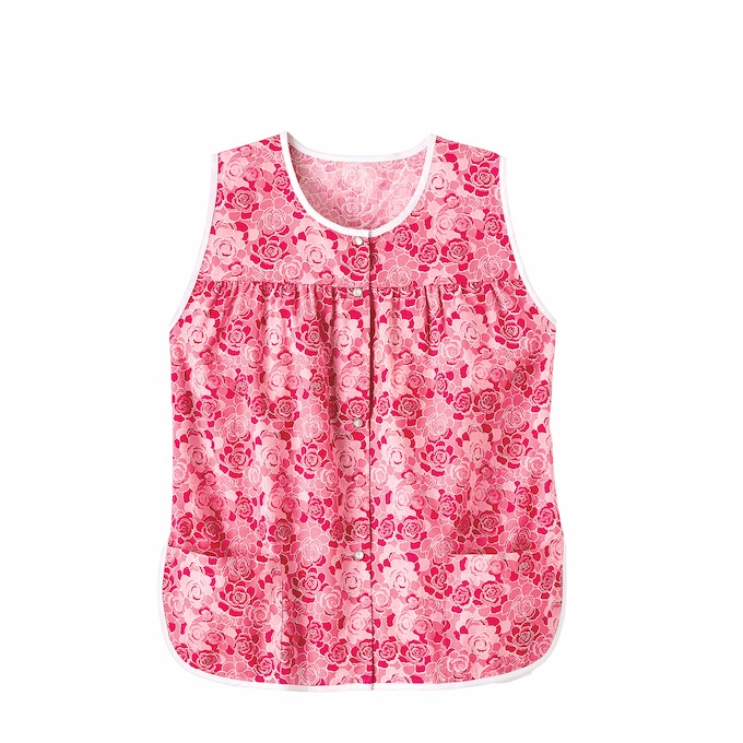 Easy-Care Button-Front Cobbler Apron, Raspberry, large