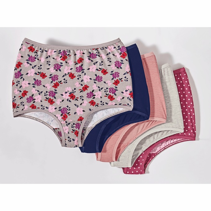 Cozee Corner&reg; 5-Pack Cotton Panties, Berry Floral, large