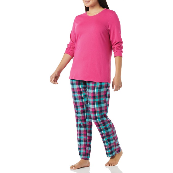 Women's Plaid Flannel PJ Set, Boysenberry, large
