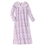 Flannel Cotton Nightgown with Lace Trim, , large