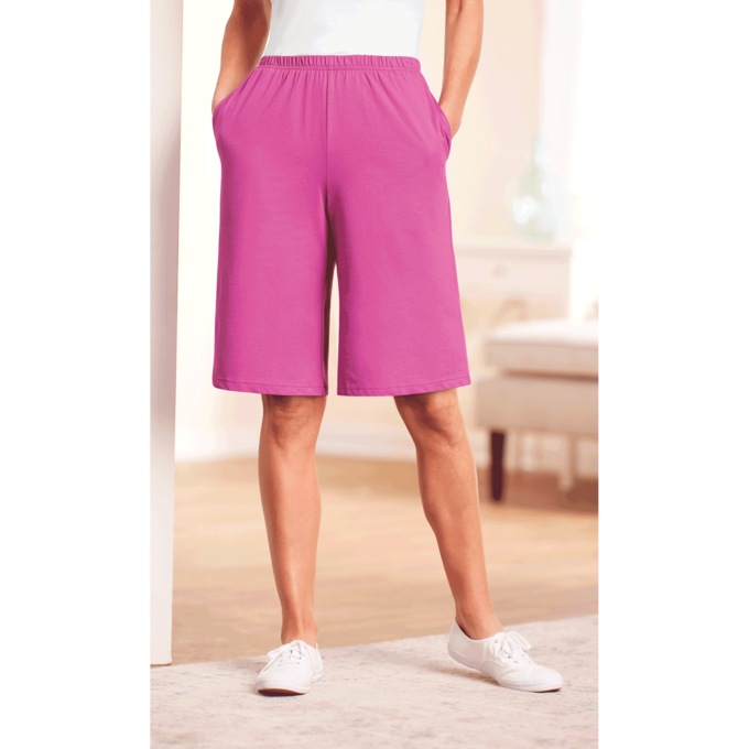 Knit Shorts - Solid and Print, Mulberry, large