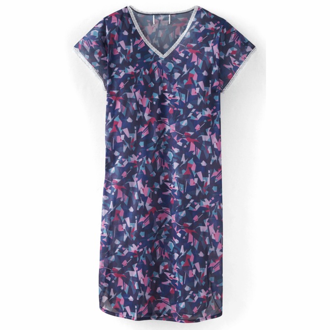 Lace Trim Nightshirt, Purple Multi, large