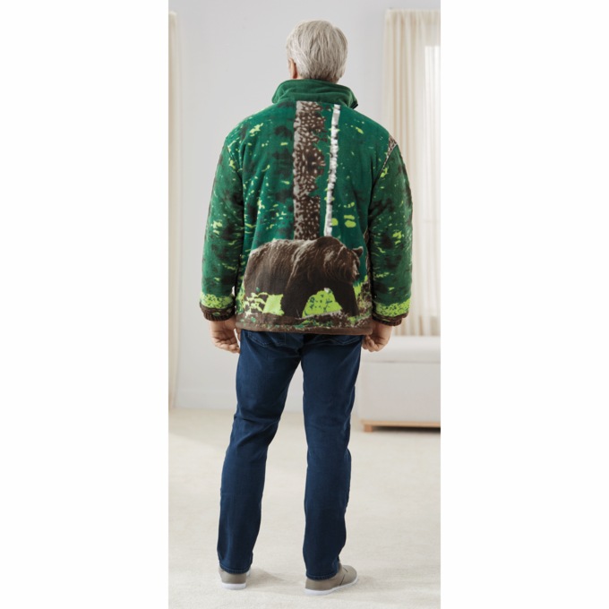 Men's Animal Fleece Jacket, Bear, large