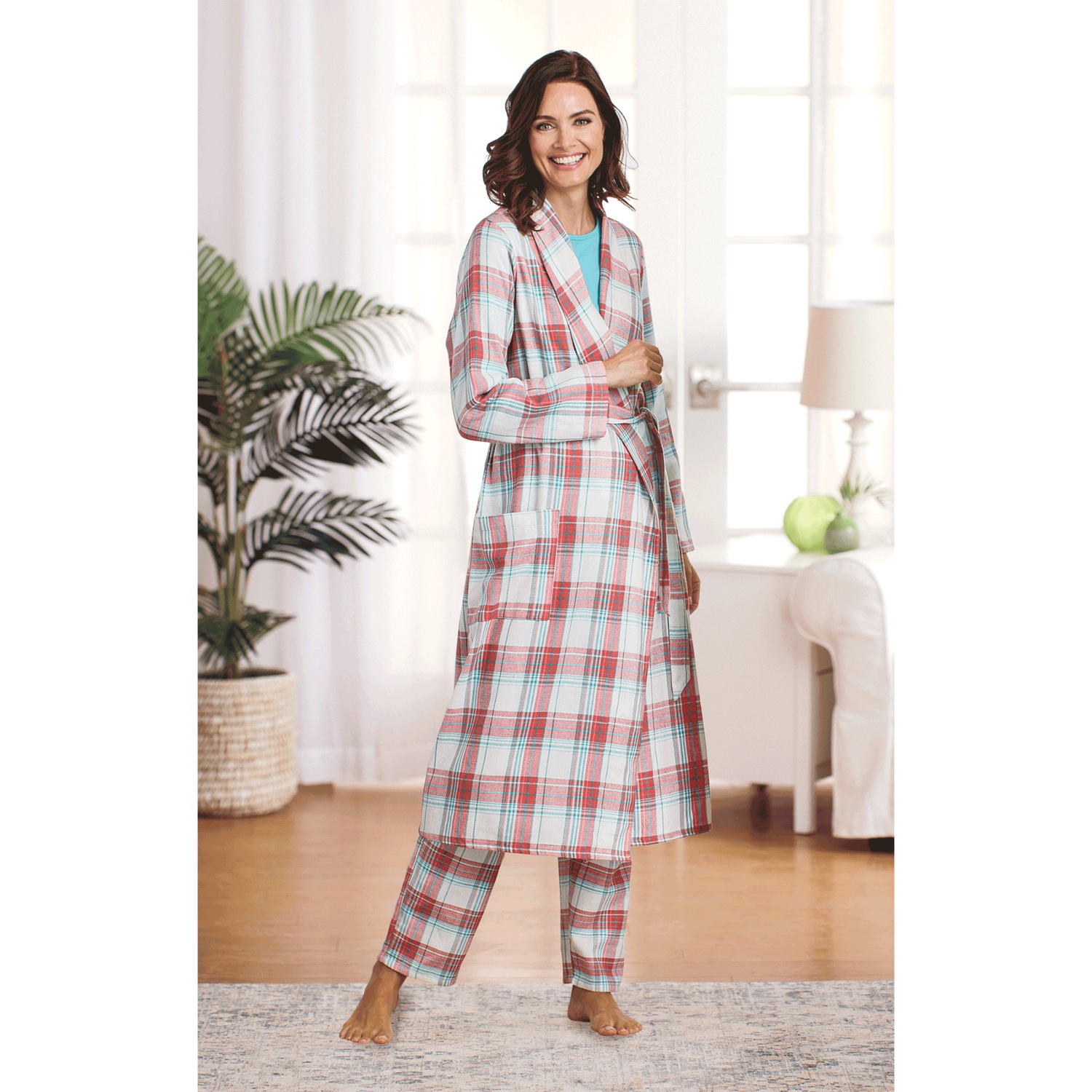 Women's Flannel Wrap Robe Dr. Leonard's