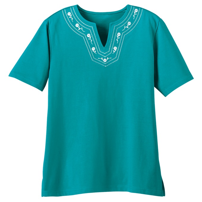 Embroidered Capri Set, Jade, large