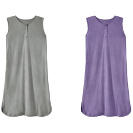 2-Pack Henley Sleeveless Nightshirt, , large