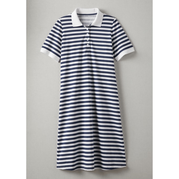 Polo Dress, Navy White Stripe, large