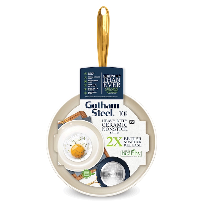 Gotham Steel Natural 10" Fry Pan, Cream Navy Gold, large