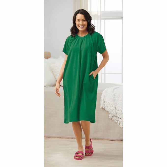 Ultra-Soft Terry Dress, Size Small, Jade, Misses
